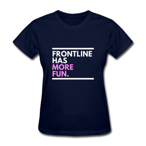 Frontline Women's Tee (White Font) - navy