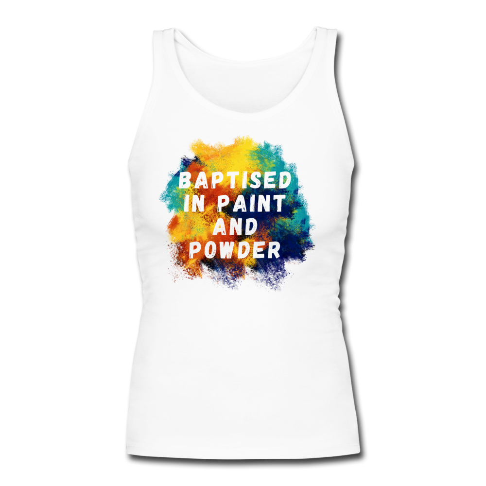 Baptised Women's Longer Length Fitted Tank - white