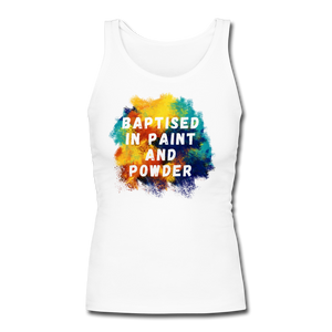 Baptised Women's Longer Length Fitted Tank - white